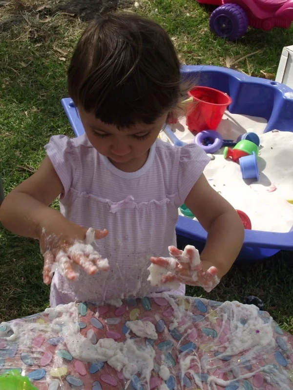 Make your own Soapy Slime for Toddler Sensory Play