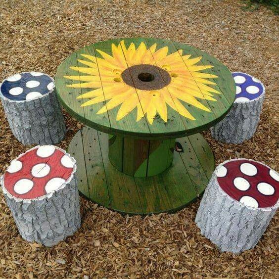 Repurpose wooden spools and cable reels for play!